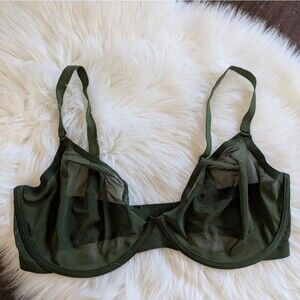 CUUP Women's The Balconette Mesh Underwire Bra  Green 38G